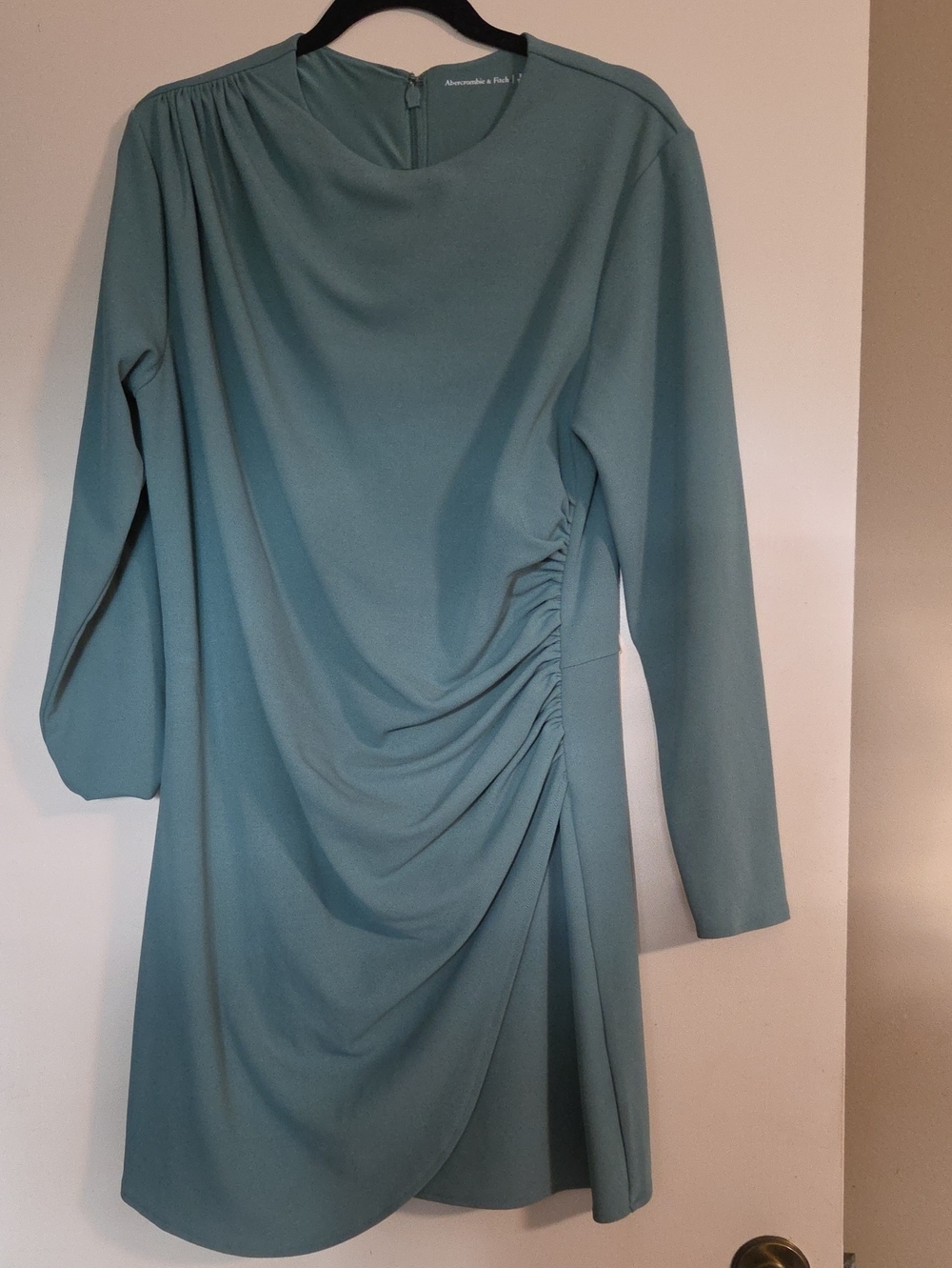 Abercrombie & Fitch Dusty Sage Long Sleeve Ruched Side Dress - Picture 1 of 3